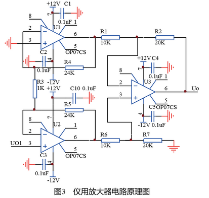 K型熱電偶儀用放大器電路原理圖示